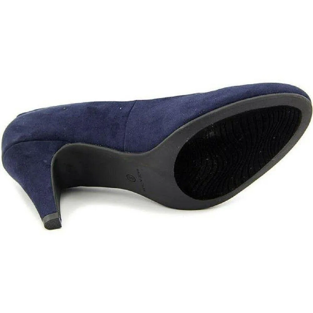 American Rag Women Felix Fabric Round Toe Classic Pumps 3" Heel Shoe 9.5 M Blue