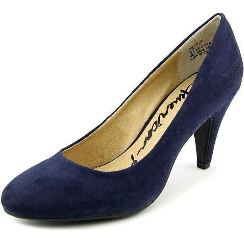 American Rag Women Felix Fabric Round Toe Classic Pumps 3" Heel Shoe 9.5 M Blue