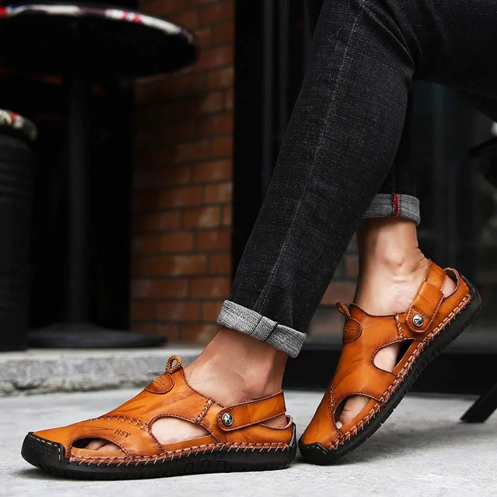 Beach Sandals Summer Shoes Outdoor Breathable Leather Casual Men's Sandals for Men Slippers
