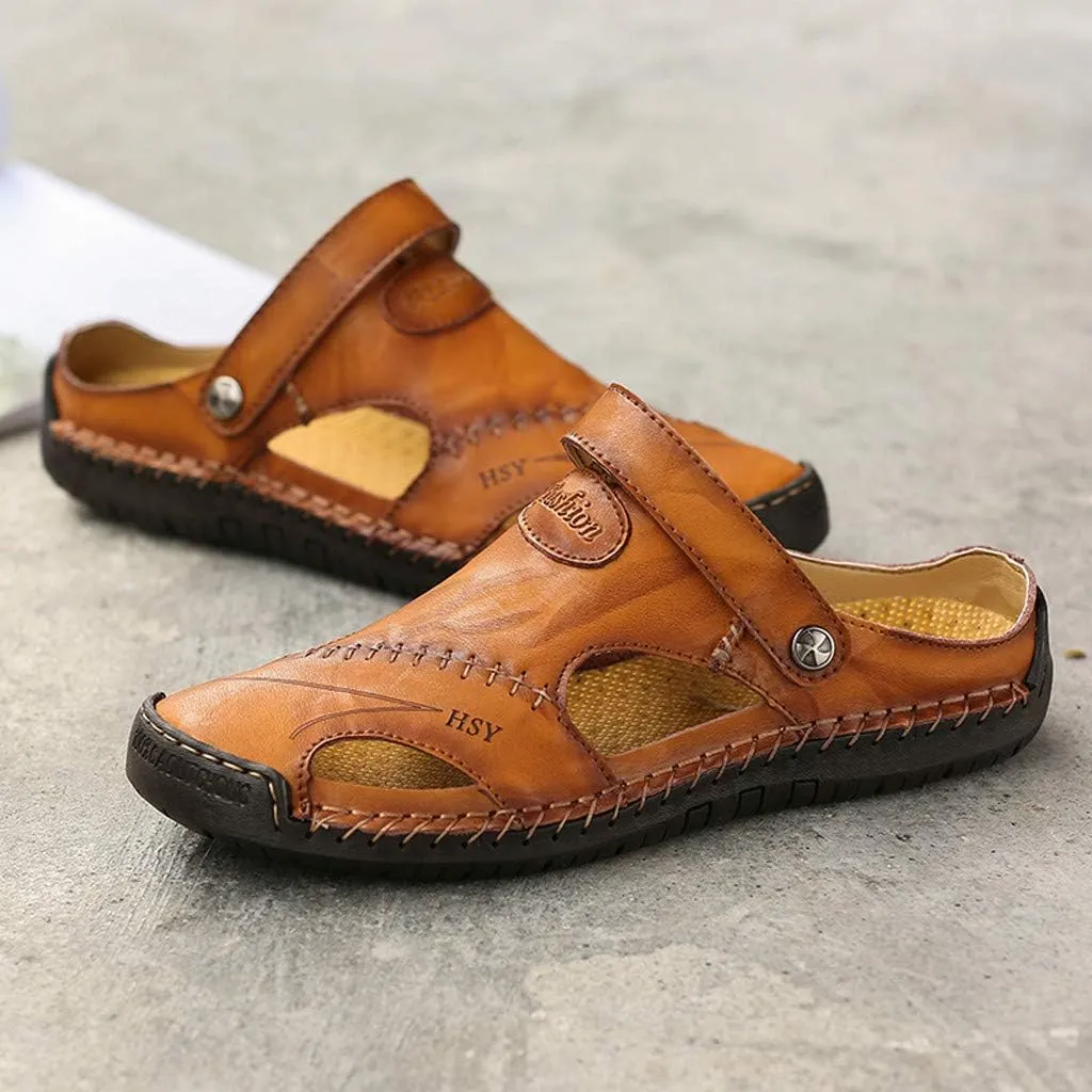 Beach Sandals Summer Shoes Outdoor Breathable Leather Casual Men's Sandals for Men Slippers