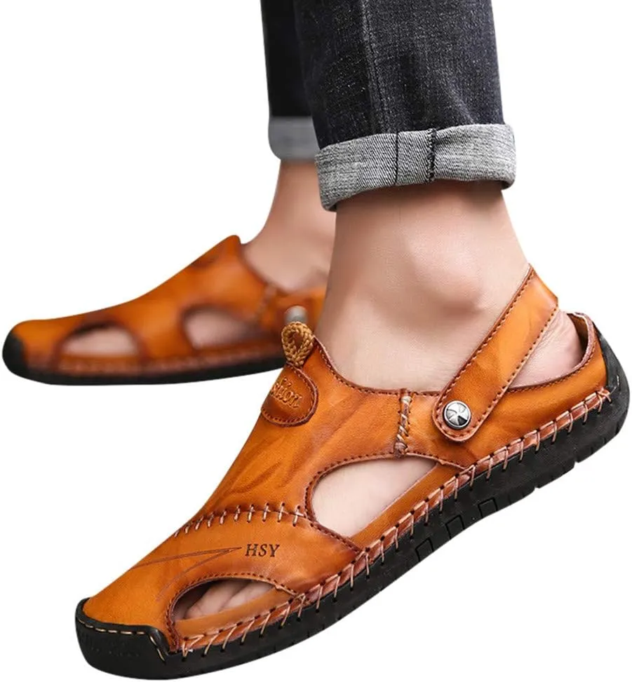 Beach Sandals Summer Shoes Outdoor Breathable Leather Casual Men's Sandals for Men Slippers