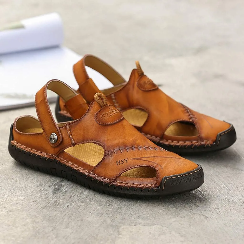 Beach Sandals Summer Shoes Outdoor Breathable Leather Casual Men's Sandals for Men Slippers
