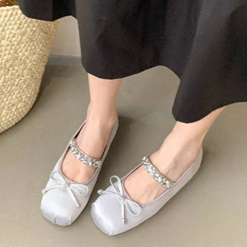 binfenxie  -  Bow Ballet Dance Flats Women Shoes Shallow Mary Jane Fashion Dress Lolita Sandals 2024 Spring New Casual Cozy Zapatos Para Mujer