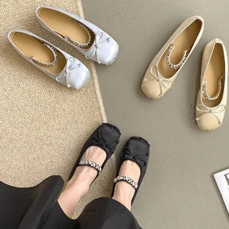 binfenxie  -  Bow Ballet Dance Flats Women Shoes Shallow Mary Jane Fashion Dress Lolita Sandals 2024 Spring New Casual Cozy Zapatos Para Mujer