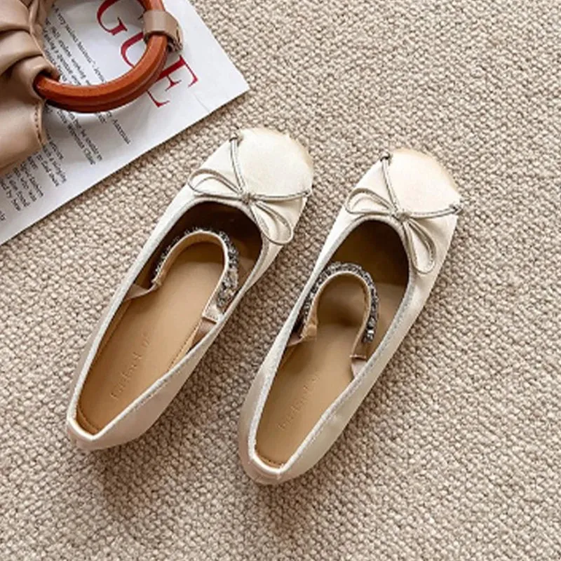 binfenxie  -  Bow Ballet Dance Flats Women Shoes Shallow Mary Jane Fashion Dress Lolita Sandals 2024 Spring New Casual Cozy Zapatos Para Mujer