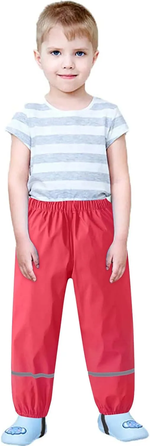 Boys Girls Waterproof Rain Pants Unisex Kids Rain Pants Children Breathable Mud Rainwear Waterproof and Windproof Pants