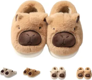 Capybara Slippers for Women and Men, Cute Warm Thick Capybara Slippers for Winter, Unisex Funny Soft Non-Slip House Slippers