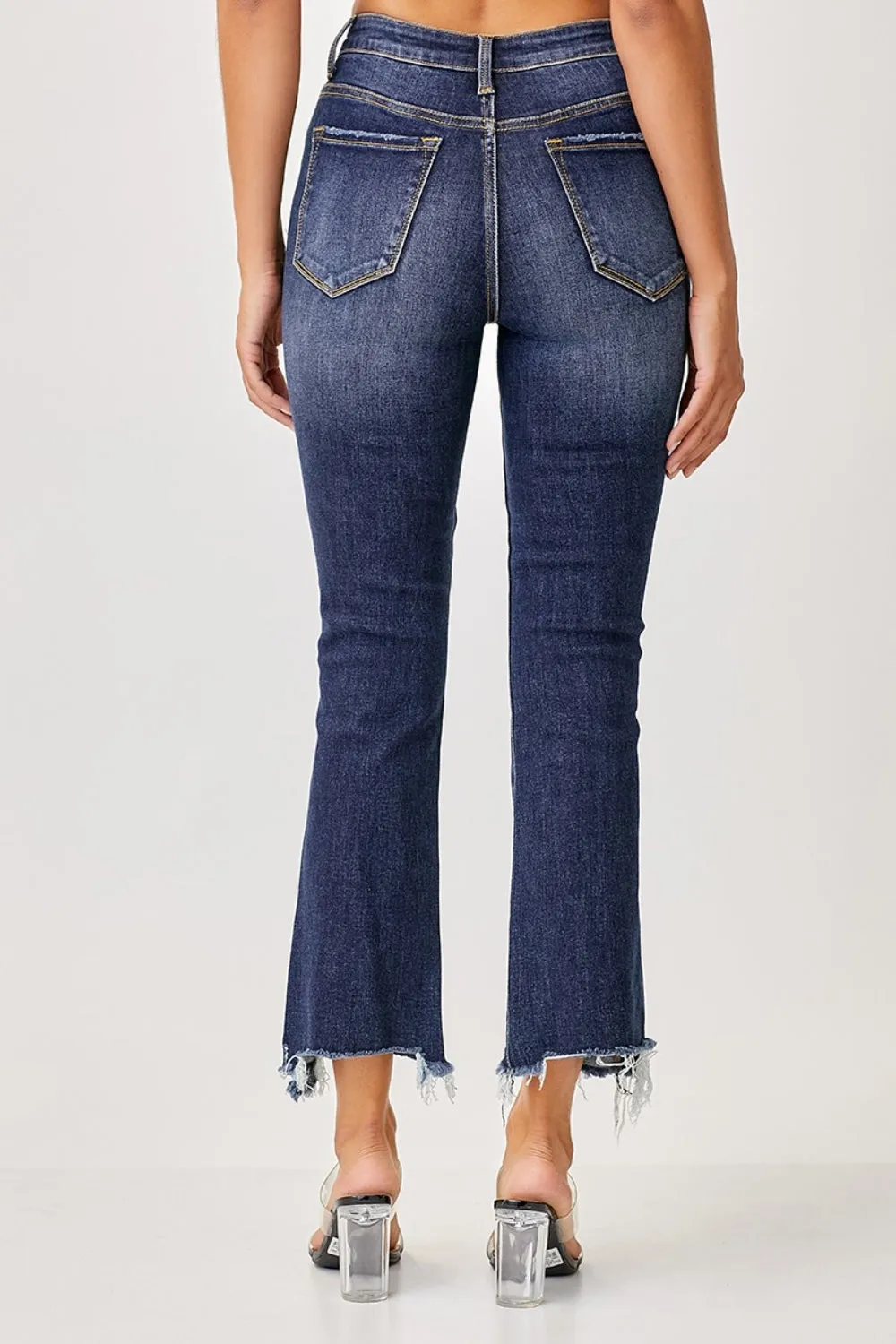 Cropped Risen Full Size Frayed Hem Cropped Straight Jeans