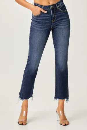 Cropped Risen Full Size Frayed Hem Cropped Straight Jeans