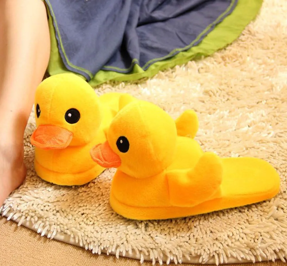 Cute Rubber Duck Winter Warm Slippers Plush Slippers