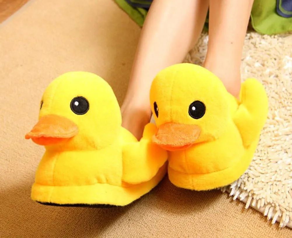 Cute Rubber Duck Winter Warm Slippers Plush Slippers