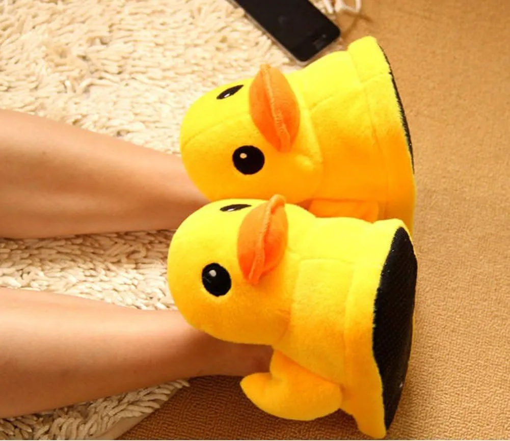 Cute Rubber Duck Winter Warm Slippers Plush Slippers