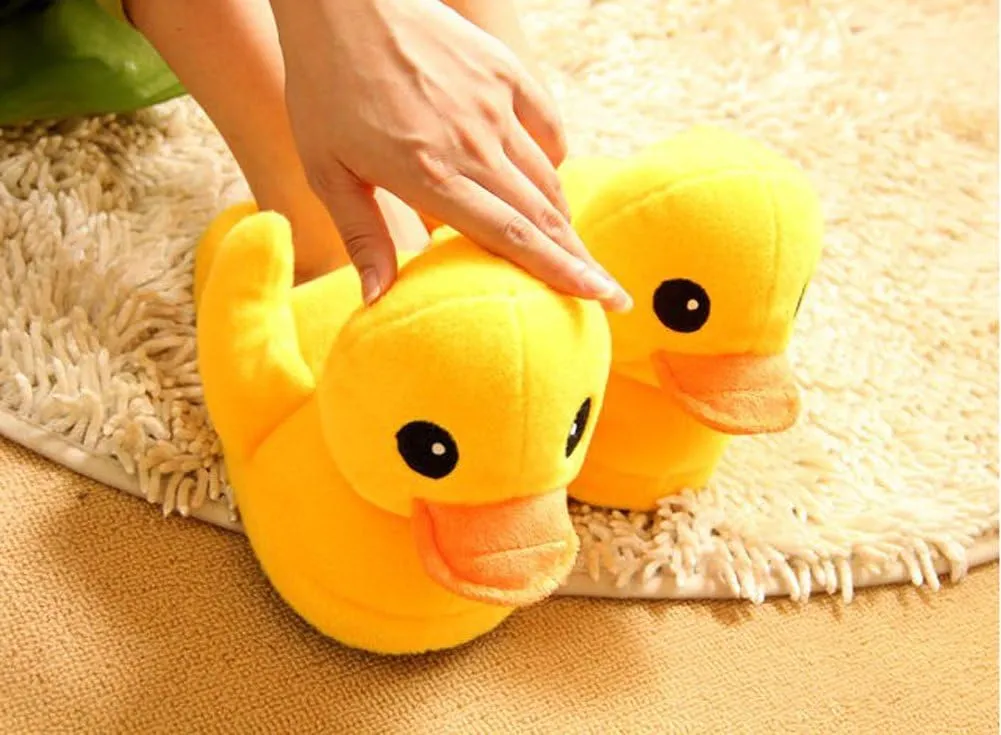 Cute Rubber Duck Winter Warm Slippers Plush Slippers