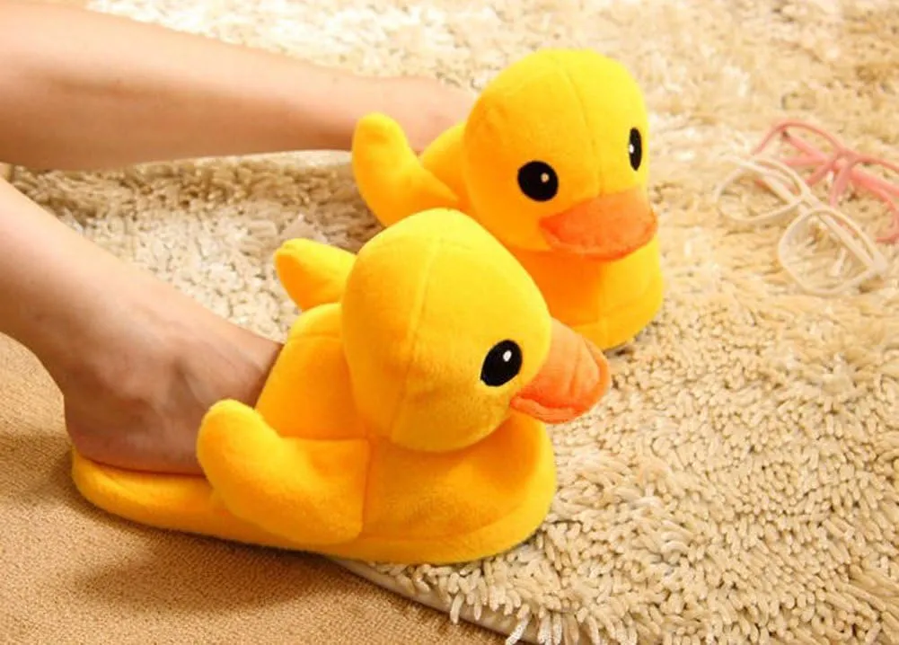 Cute Rubber Duck Winter Warm Slippers Plush Slippers