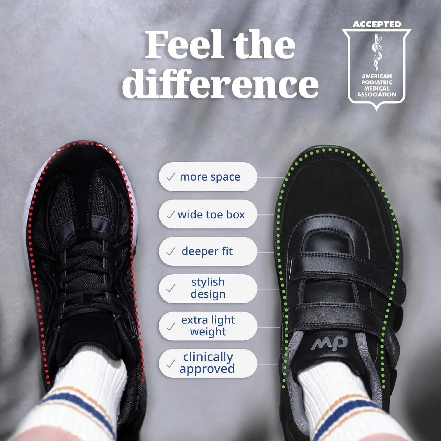 diawin Wide Shoes for Men & Women  Extra Depth Walking Shoes with Wide Toe Box for Swollen Feet, Hallux, Arthritis, and Diabetic Needs  Durable Genuine Leather for Comfort
