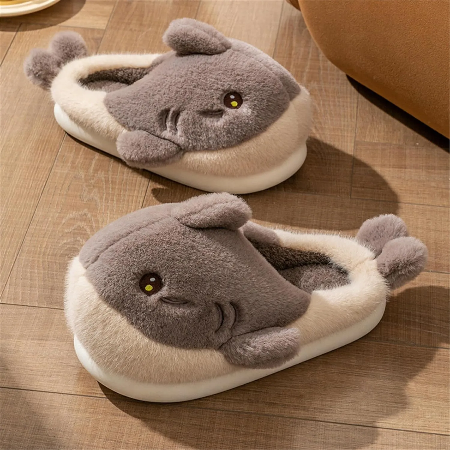 Dolphin Fish Cartoon Plush Slippers - Men's & Women's Cotton Slippers