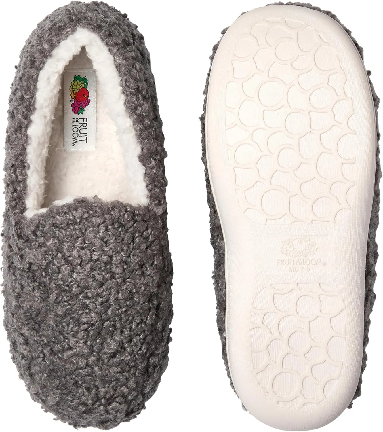 Fruit of the Loom Women's Berber Loafer - Comfy, Memory Foam, Indoor/Outdoor