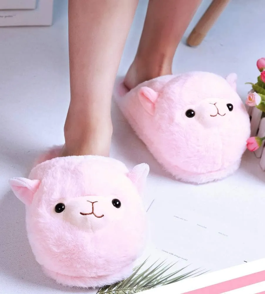 Fuzzy Alpaca Slippers for Women Fancy Animal Slippers For Girls Cute Plush Alpaca Slippers Gift Novelty Slippers