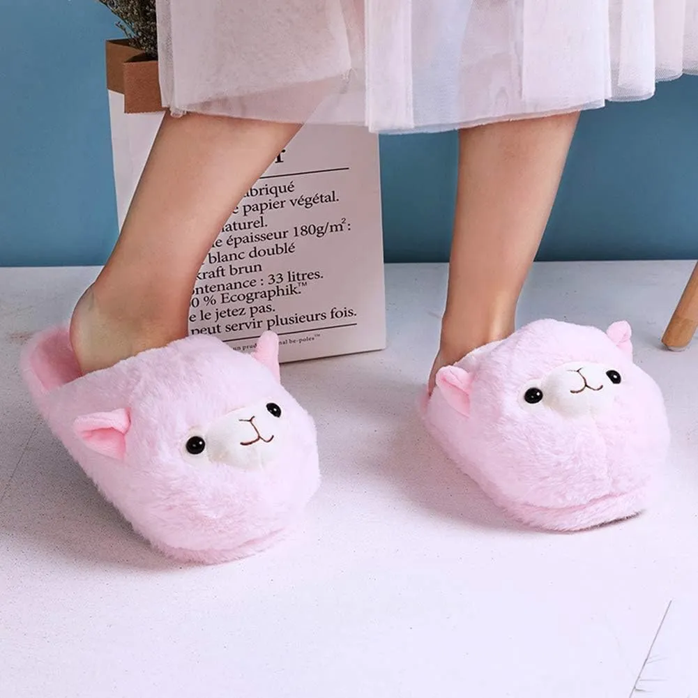 Fuzzy Alpaca Slippers for Women Fancy Animal Slippers For Girls Cute Plush Alpaca Slippers Gift Novelty Slippers