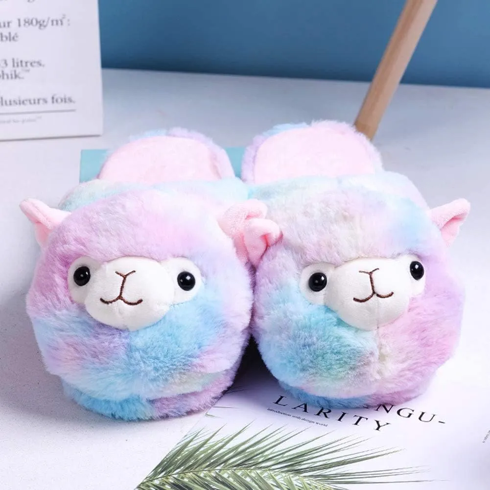 Fuzzy Alpaca Slippers for Women Fancy Animal Slippers For Girls Cute Plush Alpaca Slippers Gift Novelty Slippers