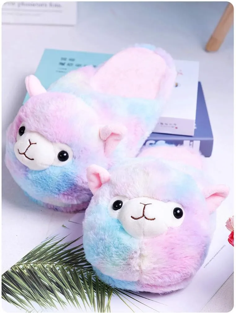 Fuzzy Alpaca Slippers for Women Fancy Animal Slippers For Girls Cute Plush Alpaca Slippers Gift Novelty Slippers