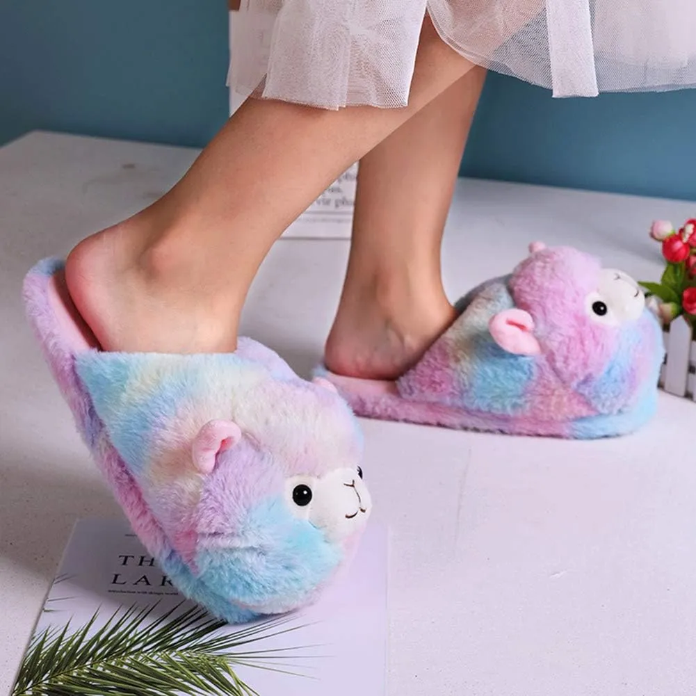 Fuzzy Alpaca Slippers for Women Fancy Animal Slippers For Girls Cute Plush Alpaca Slippers Gift Novelty Slippers