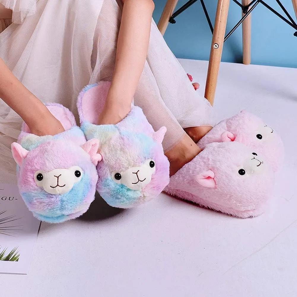 Fuzzy Alpaca Slippers for Women Fancy Animal Slippers For Girls Cute Plush Alpaca Slippers Gift Novelty Slippers