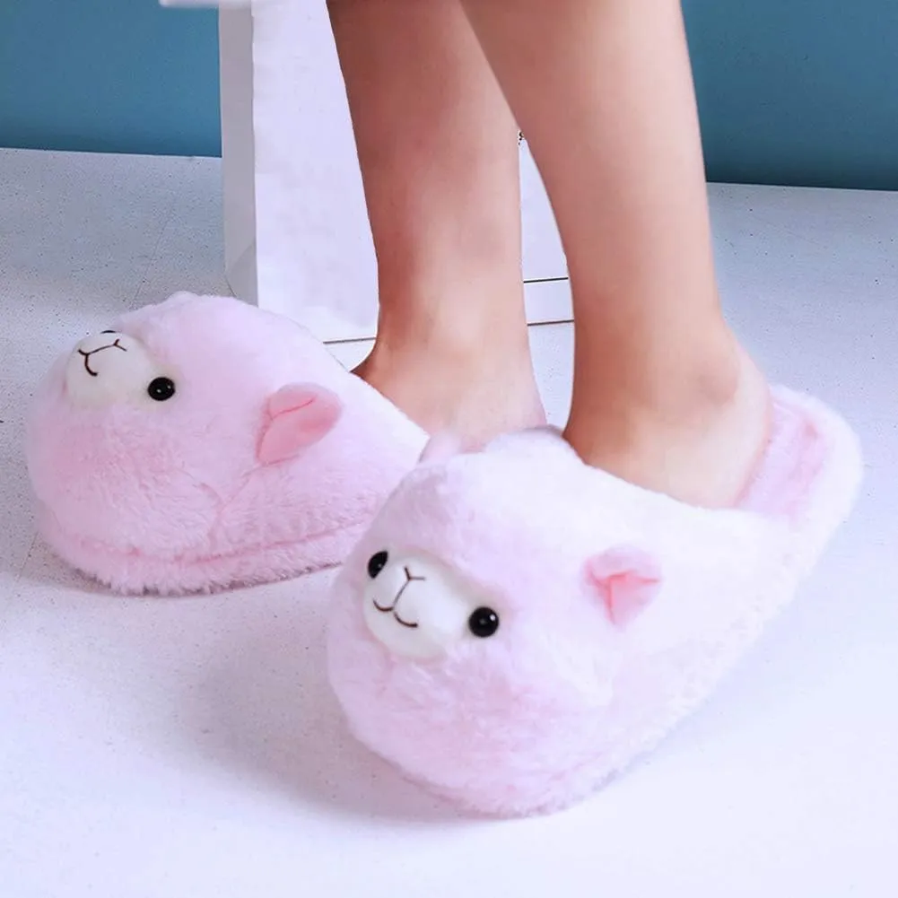Fuzzy Alpaca Slippers for Women Fancy Animal Slippers For Girls Cute Plush Alpaca Slippers Gift Novelty Slippers