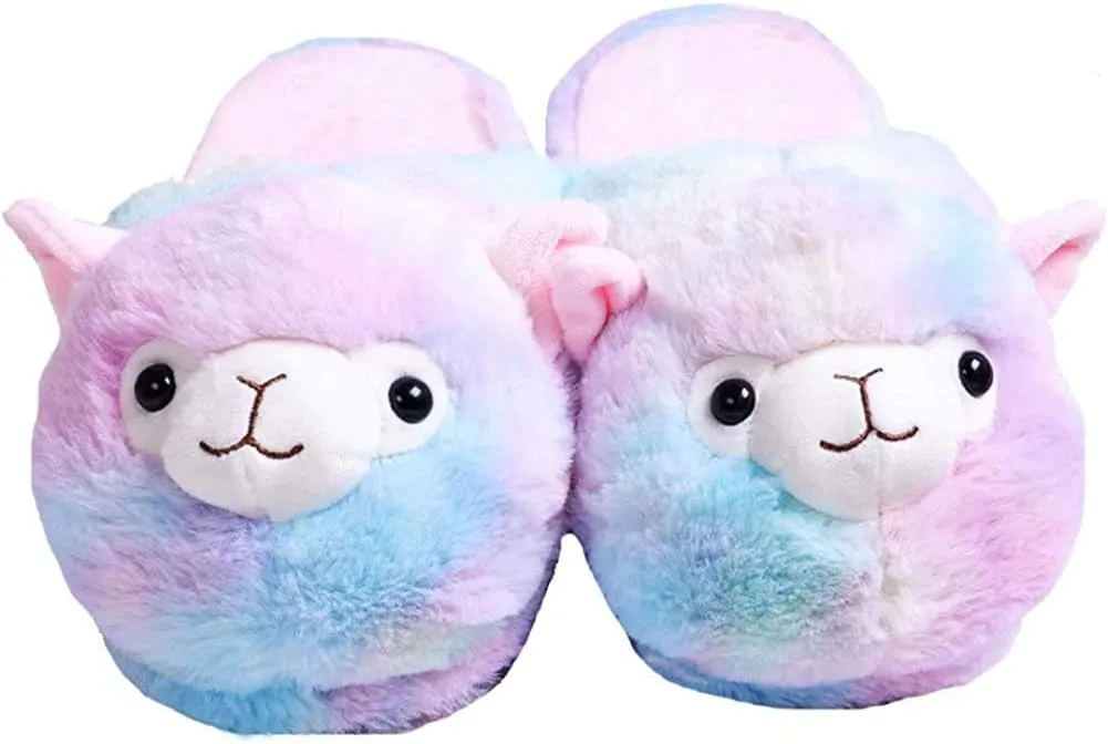Fuzzy Alpaca Slippers for Women Fancy Animal Slippers For Girls Cute Plush Alpaca Slippers Gift Novelty Slippers