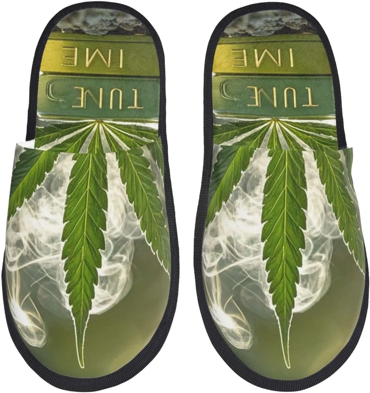Fuzzy House Slippers Weed Marijuana Plush Shoes Non-slip Memory Foam Slippers