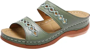 Generic Orthopedic Sandals with Arch Support Flip Flops for Women Wedge Sandals Comfortable Walking Sandals Platform Sandals, 7.5, Z01-green