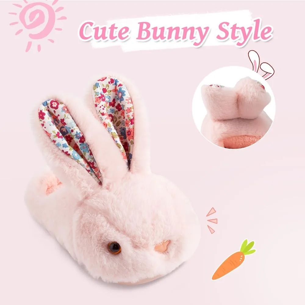Girls Toddler Slippers Boys House Shoes for Little Kids Cute with Bunny Design Plush Indoor Slippers Non-Slip