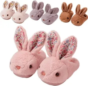 Girls Toddler Slippers Boys House Shoes for Little Kids Cute with Bunny Design Plush Indoor Slippers Non-Slip