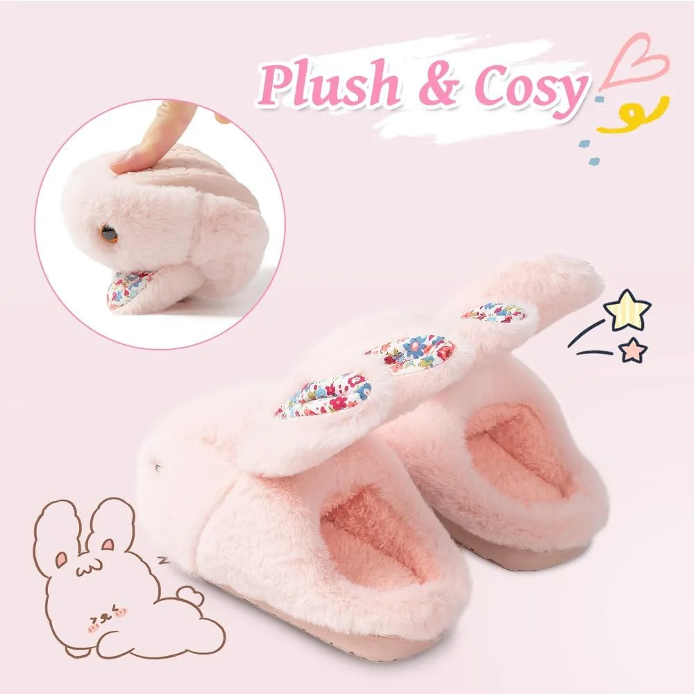 Girls Toddler Slippers Boys House Shoes for Little Kids Cute with Bunny Design Plush Indoor Slippers Non-Slip