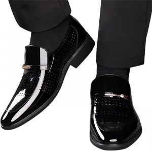 Hbeylia Mens Leather Dress Shoes Oxford Classic Fashion Metal Strip Hollow Out Breathable Summer Autumn Formal Pu Tuxedo Oxford Wingtip Modern Derby Oxford For Men Business Office Work Wedding Party