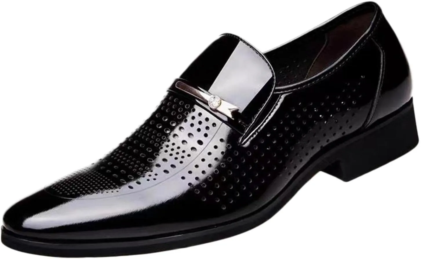 Hbeylia Mens Leather Dress Shoes Oxford Classic Fashion Metal Strip Hollow Out Breathable Summer Autumn Formal Pu Tuxedo Oxford Wingtip Modern Derby Oxford For Men Business Office Work Wedding Party