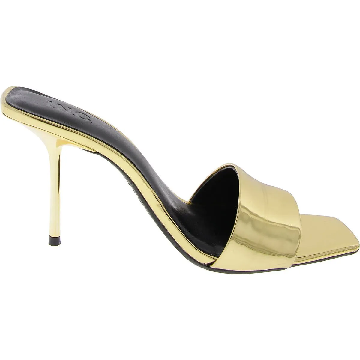 INC Womens Candina Patent Square Toe Slide Sandals