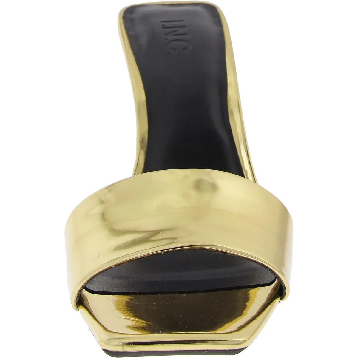 INC Womens Candina Patent Square Toe Slide Sandals