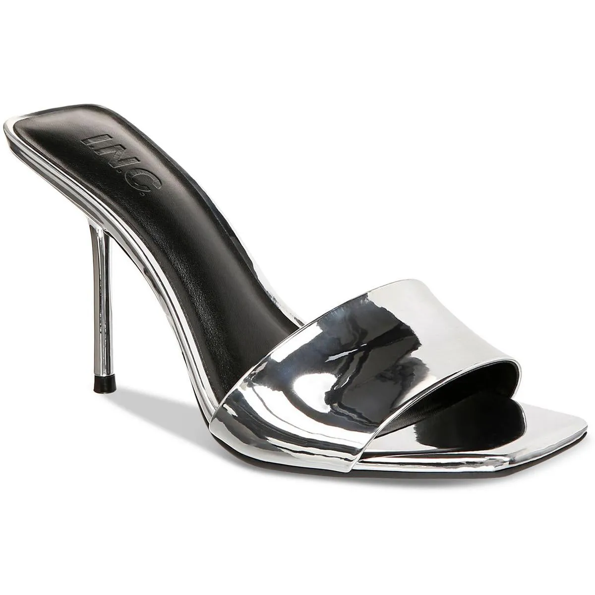 INC Womens Candina Patent Square Toe Slide Sandals