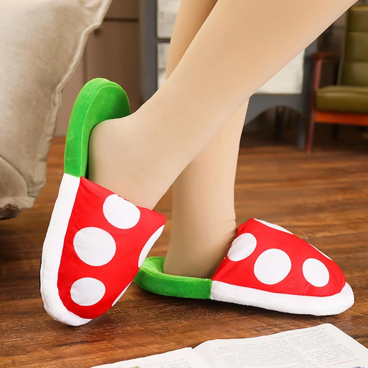 Jfxgjuv Piranha Plant Slippers Piranha Plants Plush Slippers Piranha Plants Plush Funny Slippers Loafer with Pipe Pot Holder for Adults Kids
