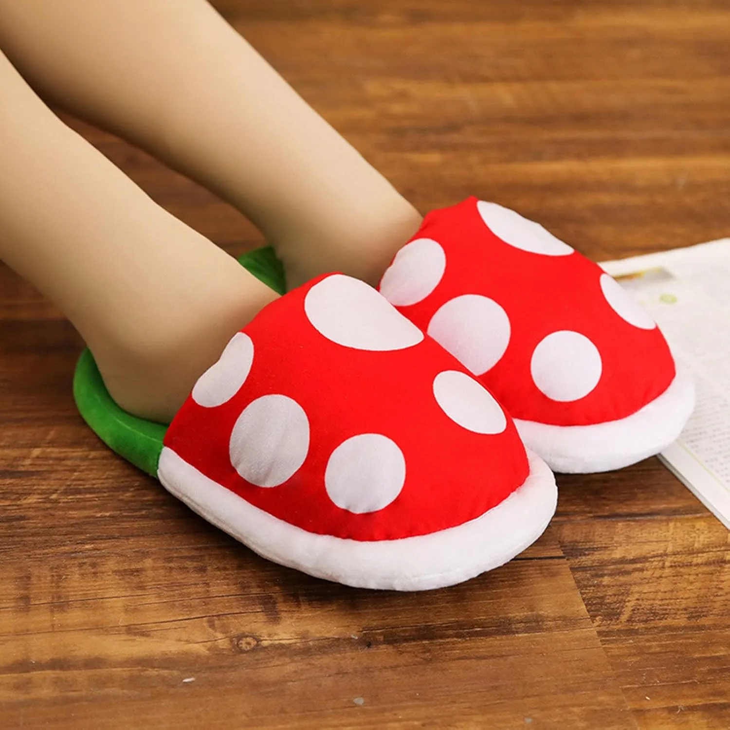 Jfxgjuv Piranha Plant Slippers Piranha Plants Plush Slippers Piranha Plants Plush Funny Slippers Loafer with Pipe Pot Holder for Adults Kids