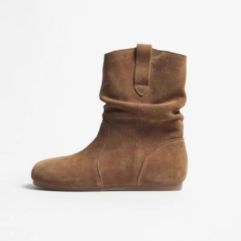 Joskaa Suede Flats Woman Ankle Snow Boots Fashion Casual Cozy Walking Shoes 2025 Winter New Brand Eleglant Dress Goth Mujer Zapatillas