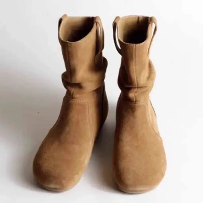 Joskaa Suede Flats Woman Ankle Snow Boots Fashion Casual Cozy Walking Shoes 2025 Winter New Brand Eleglant Dress Goth Mujer Zapatillas