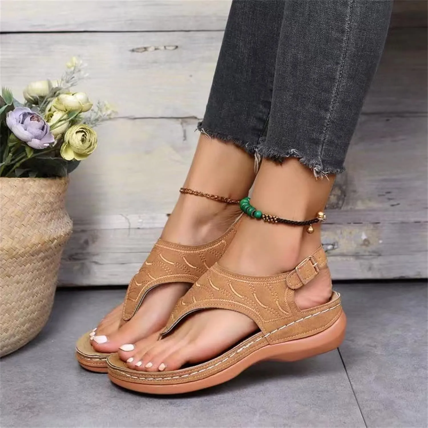 Ladmiple Orthotic Dress Sandals For Women With Arch Support Orthopedic Flip Flops Summer Comfortable Walking Slides