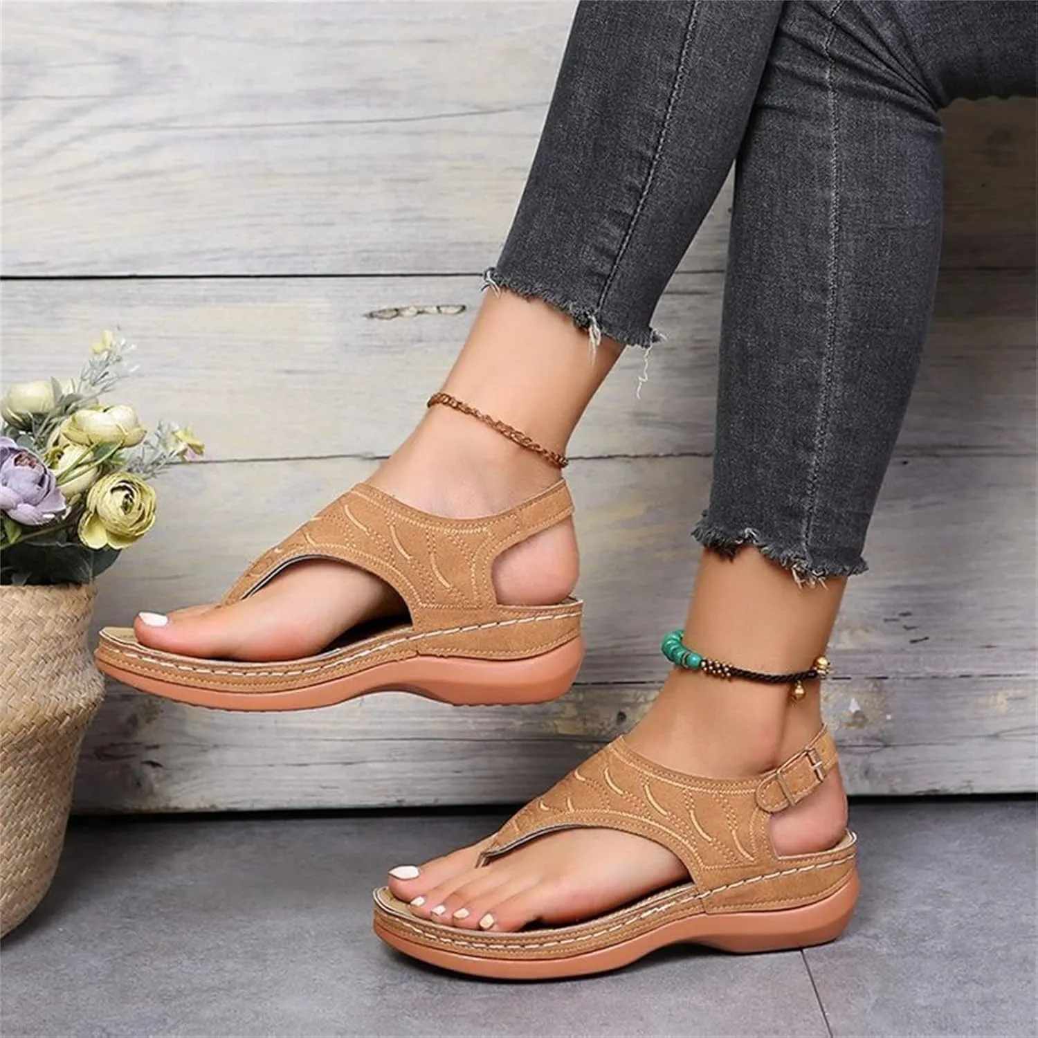 Ladmiple Orthotic Dress Sandals For Women With Arch Support Orthopedic Flip Flops Summer Comfortable Walking Slides