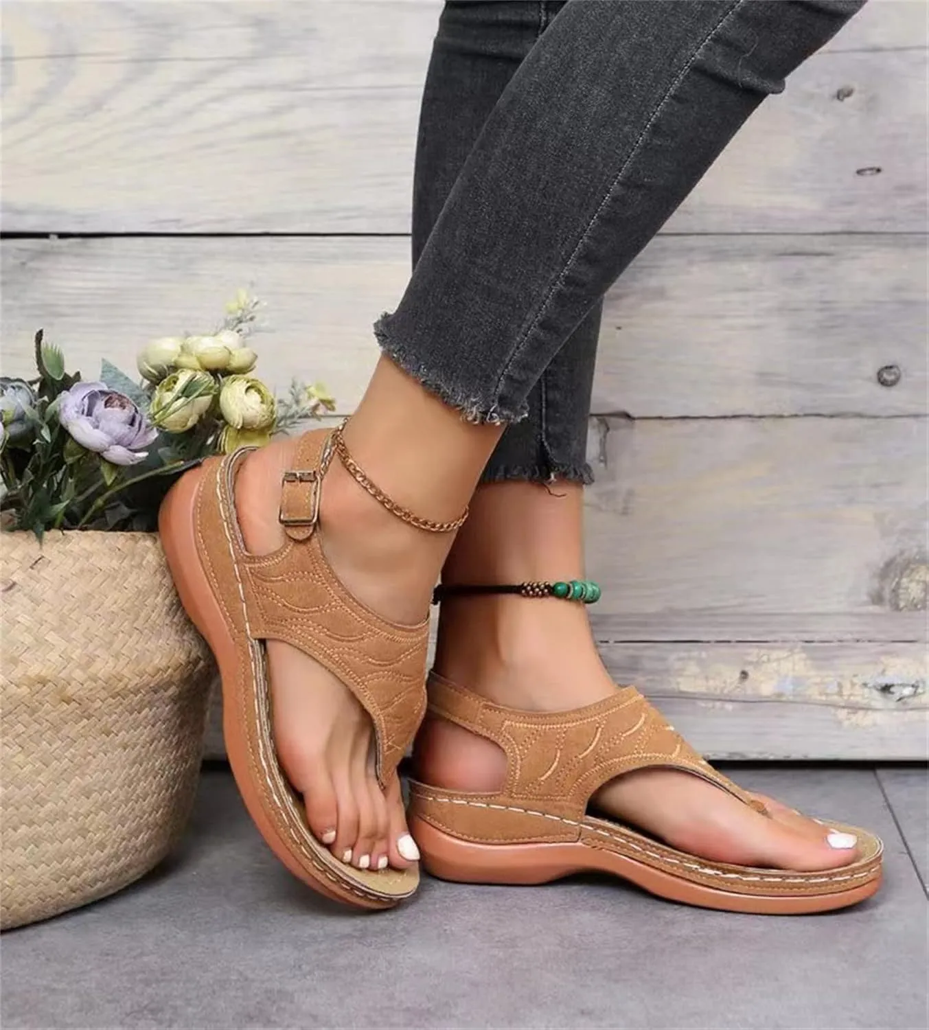 Ladmiple Orthotic Dress Sandals For Women With Arch Support Orthopedic Flip Flops Summer Comfortable Walking Slides