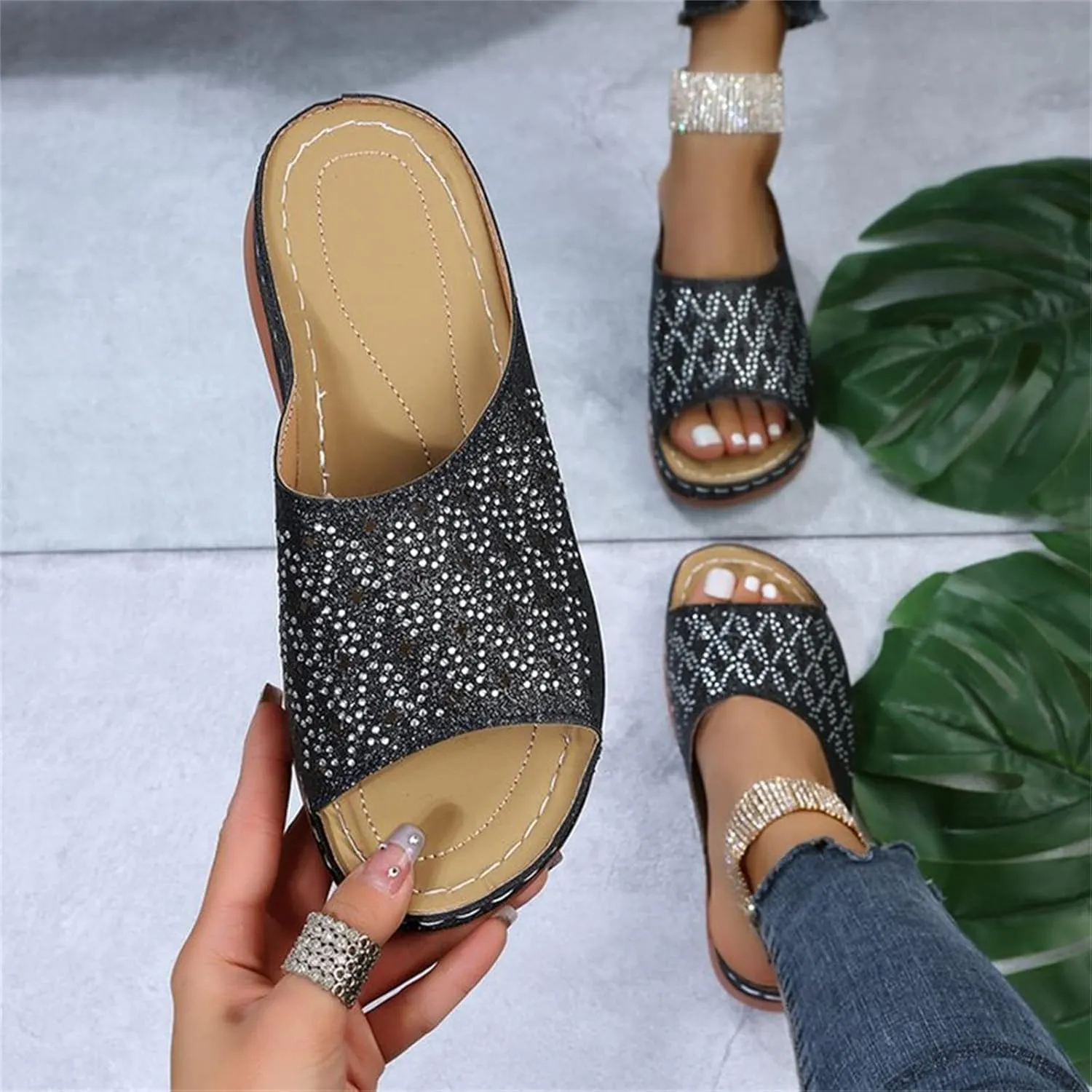 Ladmiple Orthotic Sandals For Women Cute Slides Comfortable Orthopedic Dressy Summer Walking Flip Flops with Arch Support