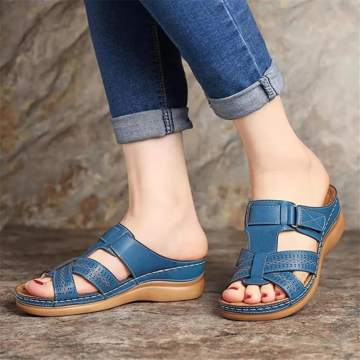 Ladmiple Orthotic Sandals For Women Dressy Summer Comfort Walking Open Toe Arch Support Slides Orthopedic Flip Flops