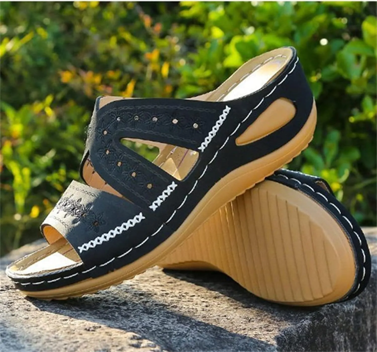 Ladmiple Sandals Women Fashion Flat Fashion Orthotic Slides Orthopedic Flip Flops Slipper With Plantar Fasciitis Arch Support