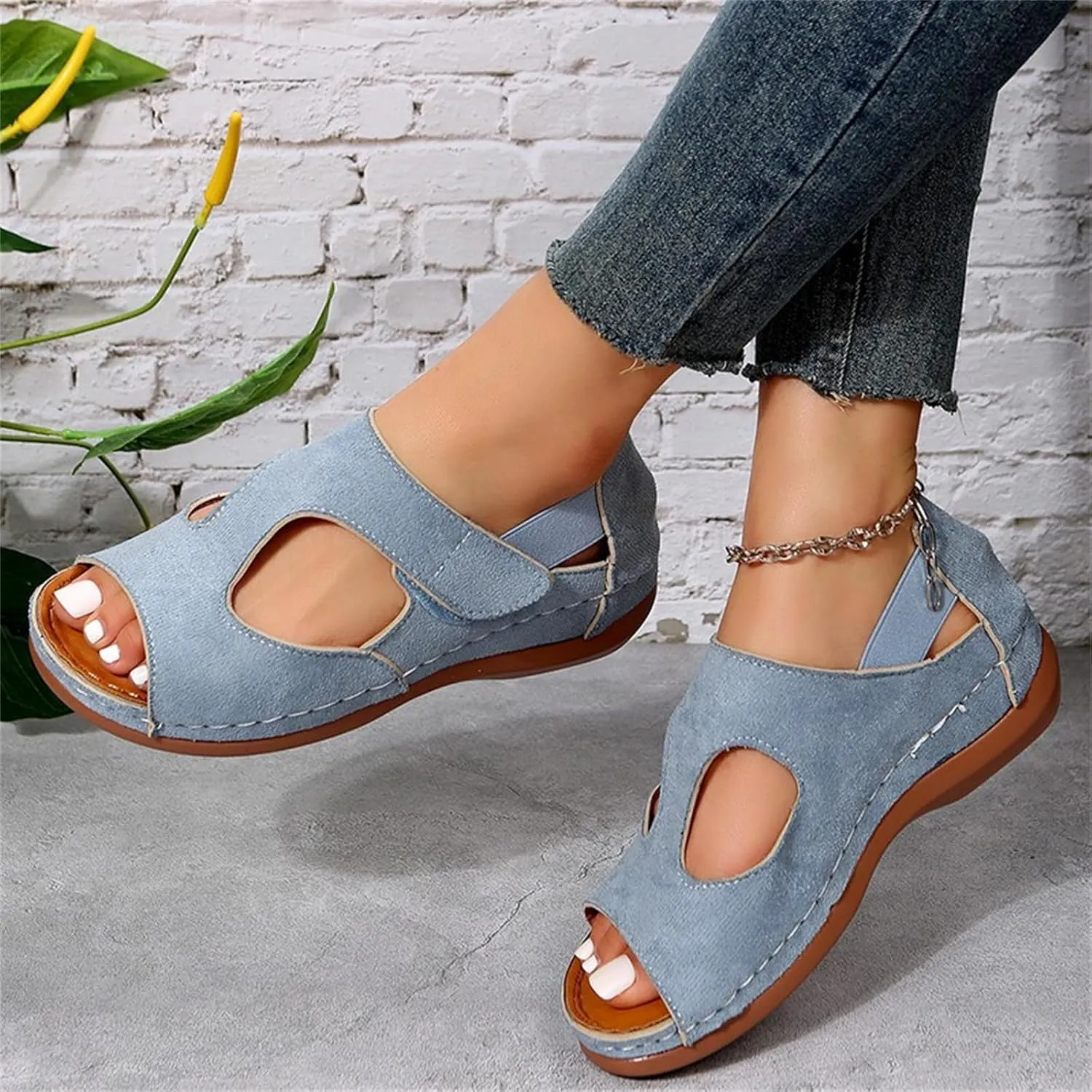 Ladmiple Sandals Women Fashion Flat Orthotic Slides Comfortable Walking Dressy Summer Orthopedic Flip Flops with Arch Support